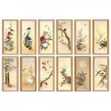 酒井抱一 「十二か月花鳥図」 五月 燕子花に鷭図 額装 : 酒井抱一 十二