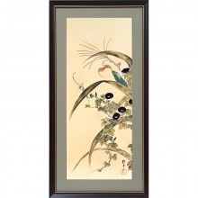 酒井抱一 「十二か月花鳥図」 一月 梅椿に鶯図 額装【ポイント5％還元