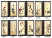 酒井抱一 「十二か月花鳥図」 五月 「燕子花に鷭図」 複製掛軸 : 酒井