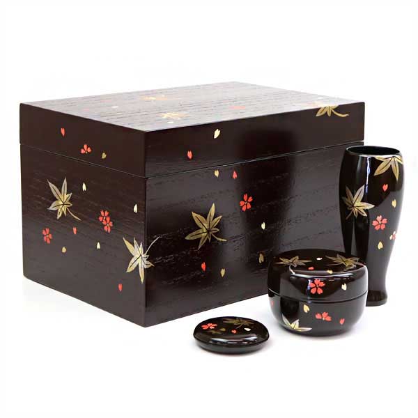 茶道具 溜塗 花筏蒔絵 茶箱 茶碗 棗など 八点 一式 V R7073 【公式通販】