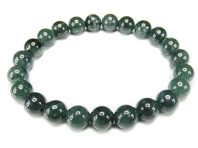 厳選良品深緑色ひすい天然石本翡翠ジェダイト約8mmブレスレット綺麗