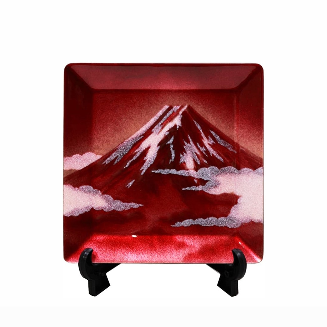 七宝焼き 飾皿 44赤富士 | 飾皿 角形 | 伝統工芸品・和風記念品 通販
