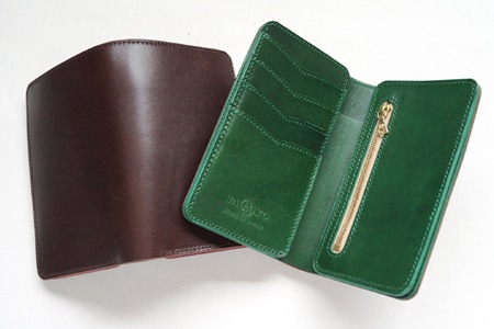 革蛸謹製 TAKOミドルウォレット コインタイプ BROWN/GREEN | 革蛸謹製