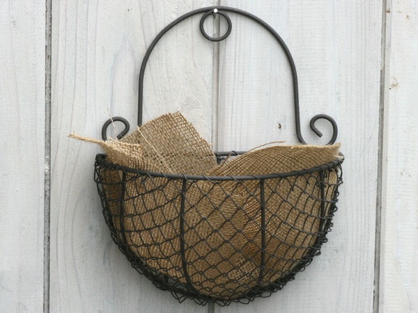 メッシュワイヤー壁掛けバスケット◇アンティークブラウン Sサイズ
