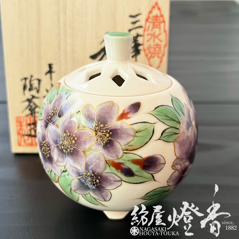 香器『香炉【三華絵/桜・藤・牡丹-SANKAE-】[京焼・清水焼/陶葊