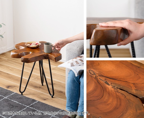 ソリッドウッドサイドテーブル｜TTF-185｜天然木｜素材を活かした机