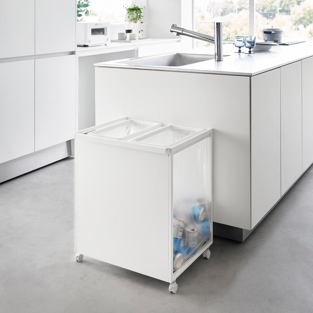 お取り寄せ】山崎実業 tower 目隠し分別ダストワゴン45L 2分別