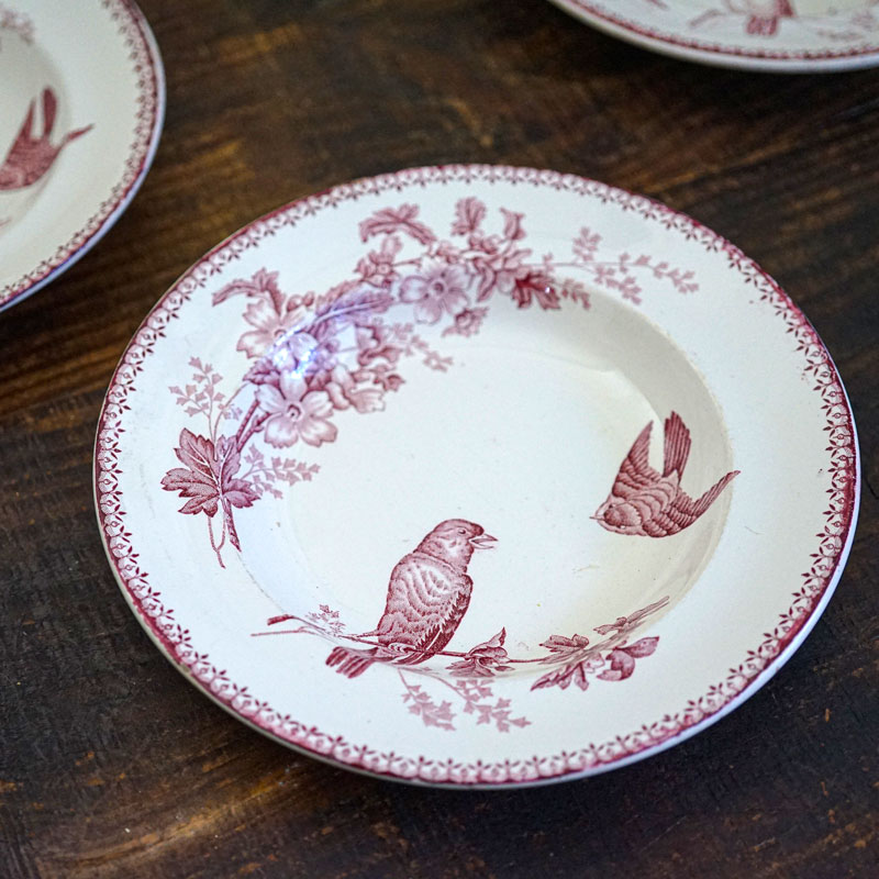 アンティーク ロンウィーLongwy Mesangeシジュウカラ深皿 W24×3.5cm gc