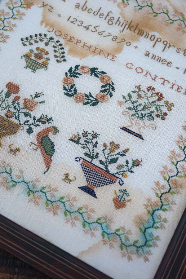 蚤の市 ヨーロッパ アンティーク 東欧 手刺繍 壁掛け 鳥と花 蚤の市