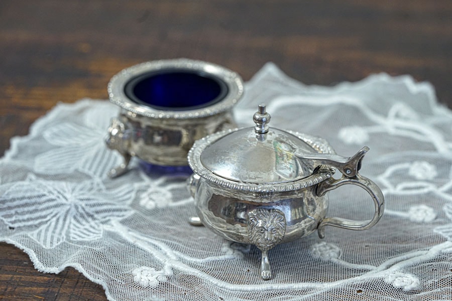 アンティークのシルバープレートソルト＆マスタード入れ gc-1550の通販