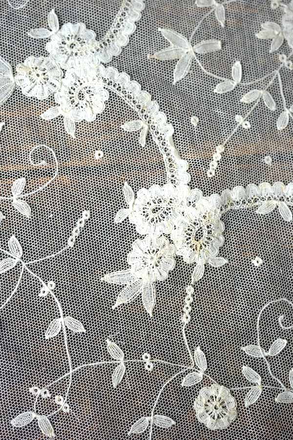 アンティークブリュッセルのアプリカシオンレースW47～50cm gla-1821の