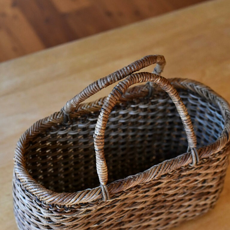 あけび籠 一点物｜あけびかご｜素編み｜バスケット｜楕円形｜胴張り｜一本手