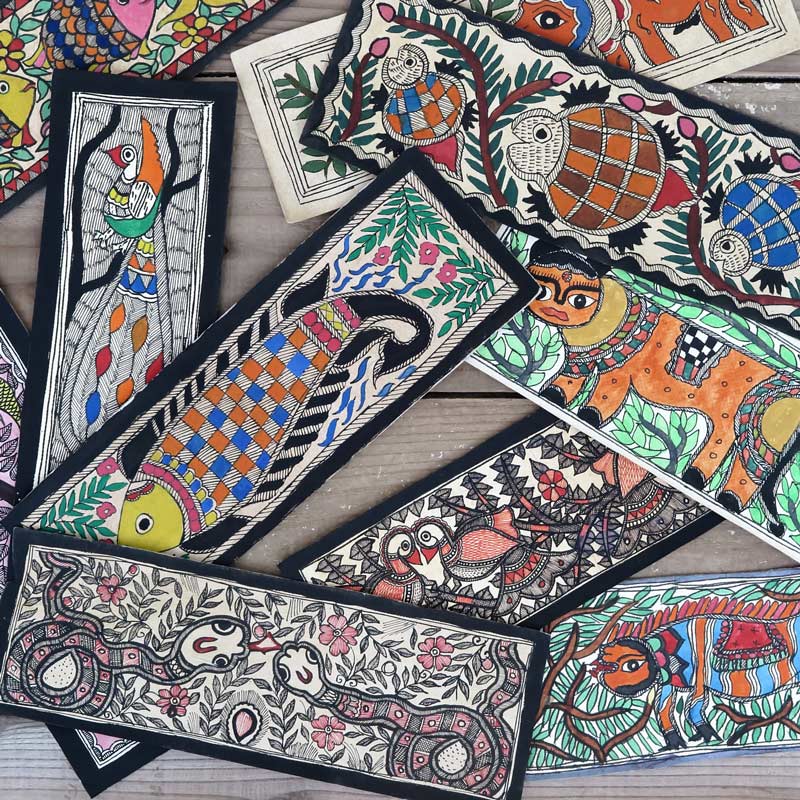 マドゥバニ（ミティラー）ペイント ＜アニマル＞ 9.5cm×28cm【メール便