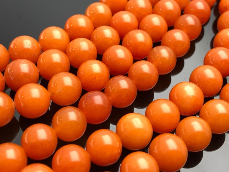 人気！☆鮮やかでカラフル☆天然石ビーズ/ダークオレンジジェイド/約