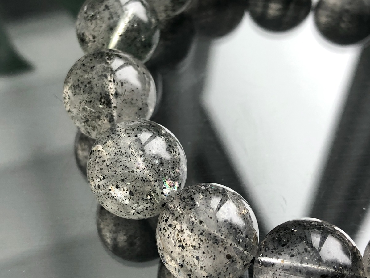 希少色☆天然石ブレスレット/ブラックスーパーセブン/約9mm/1本