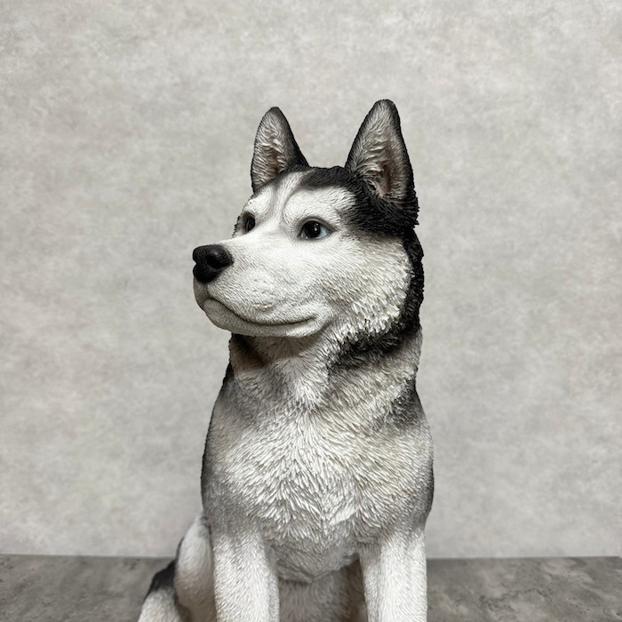 かわいい 犬 置物 お座り シベリアンハスキー 高さ50cm woobia
