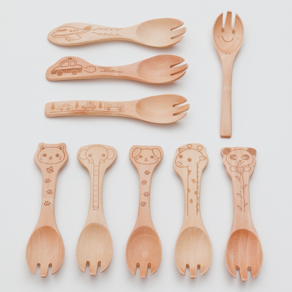 天然木製 こどもカトラリー スプーン フォーク 子供 キッズ ナチュラル