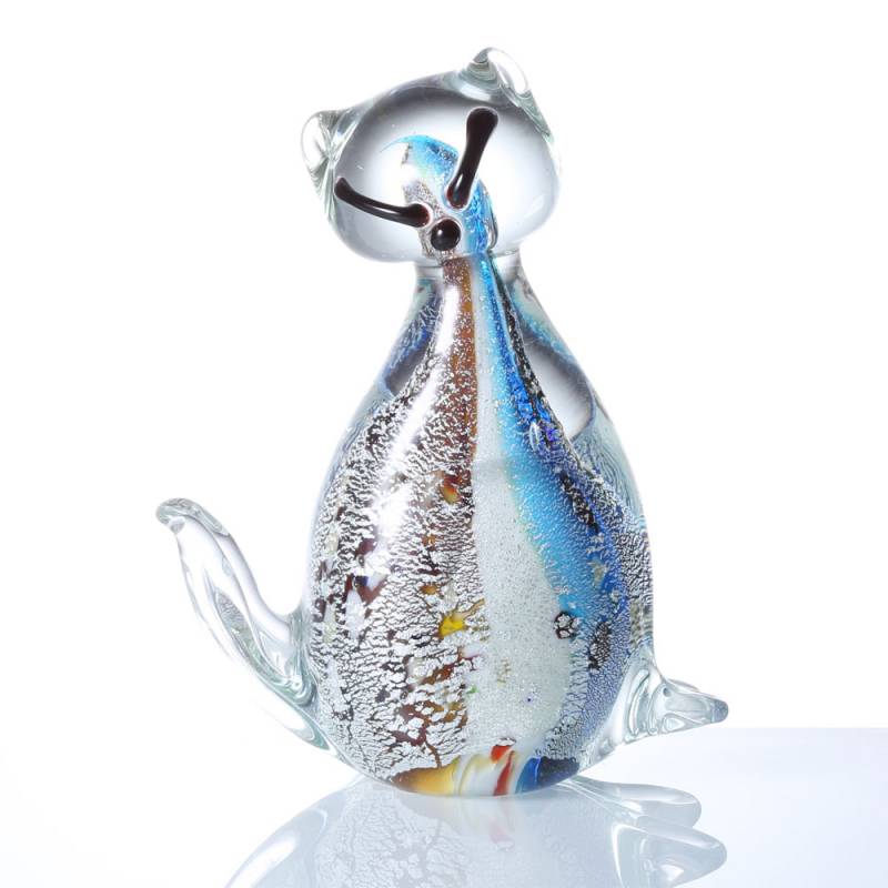 ペーパーウェイト ガラス 猫 かわいい 置物 ガラス細工 おしゃれ