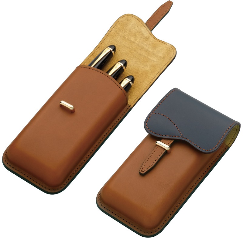 パイロット×ソメス 限定 サドルデザイン ペンシース 3本差し