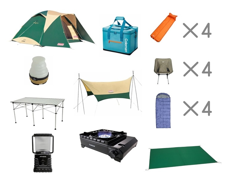 キャンプセットプレミアム＜4名様用＞ | キャンプ用品レンタル店【New