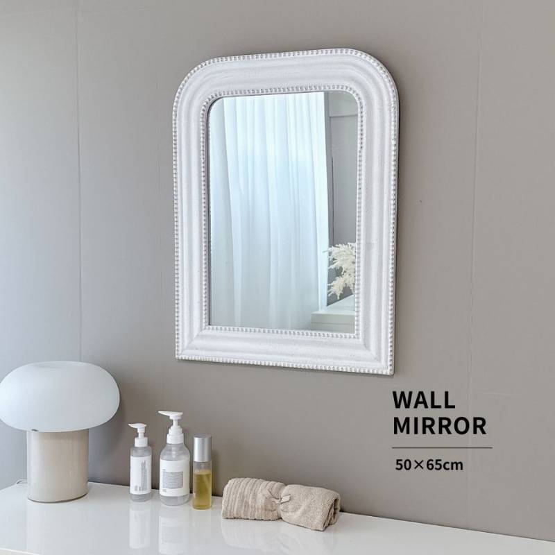 ウォールミラー 壁掛けミラー アンティークミラー 50cm 65cm ホワイト