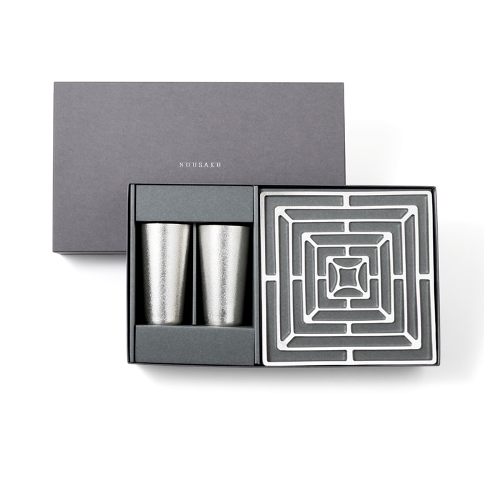 感謝ギフト（KAGO - スクエア - M・ビアカップ2ヶセット）｜錫製雑貨