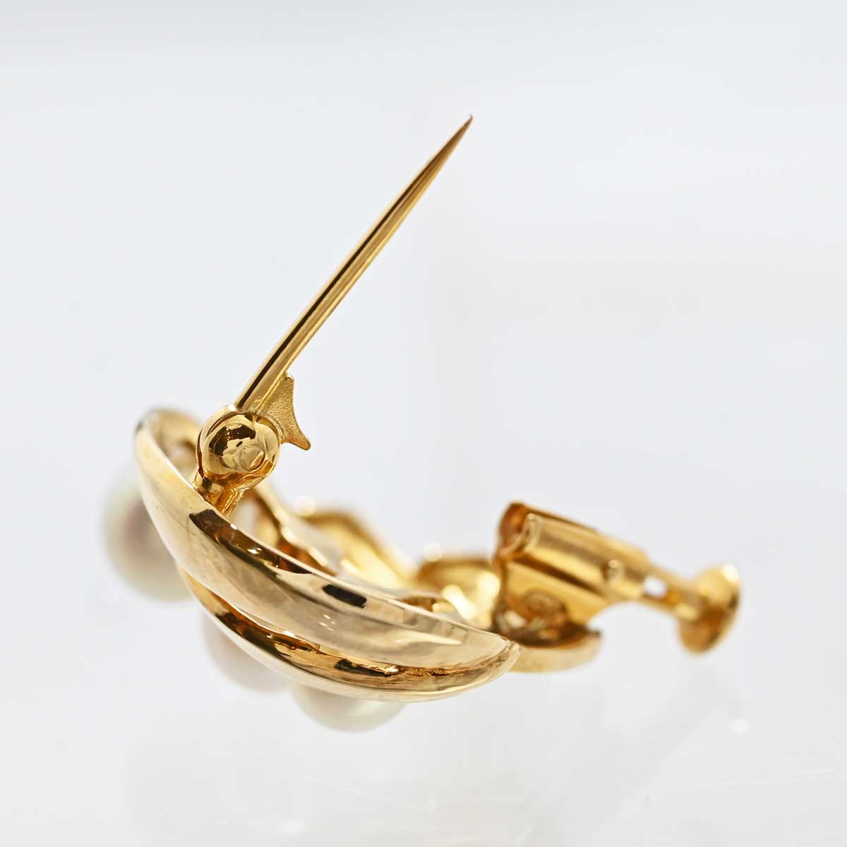 ミキモト MIKIMOTO K14YG イエローゴールド パール ブローチ 3332