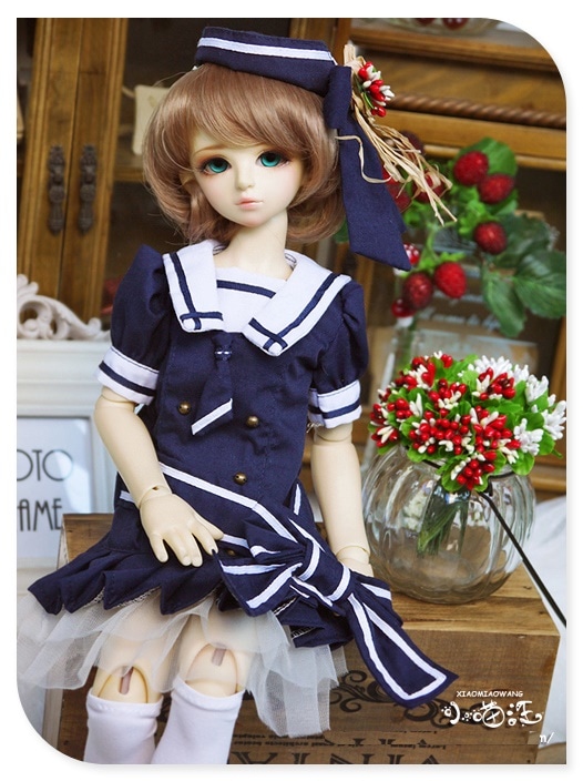 AF0813【小猫汪】幼SD、MSD用セーラー服3点セット | ◇ドール洋服