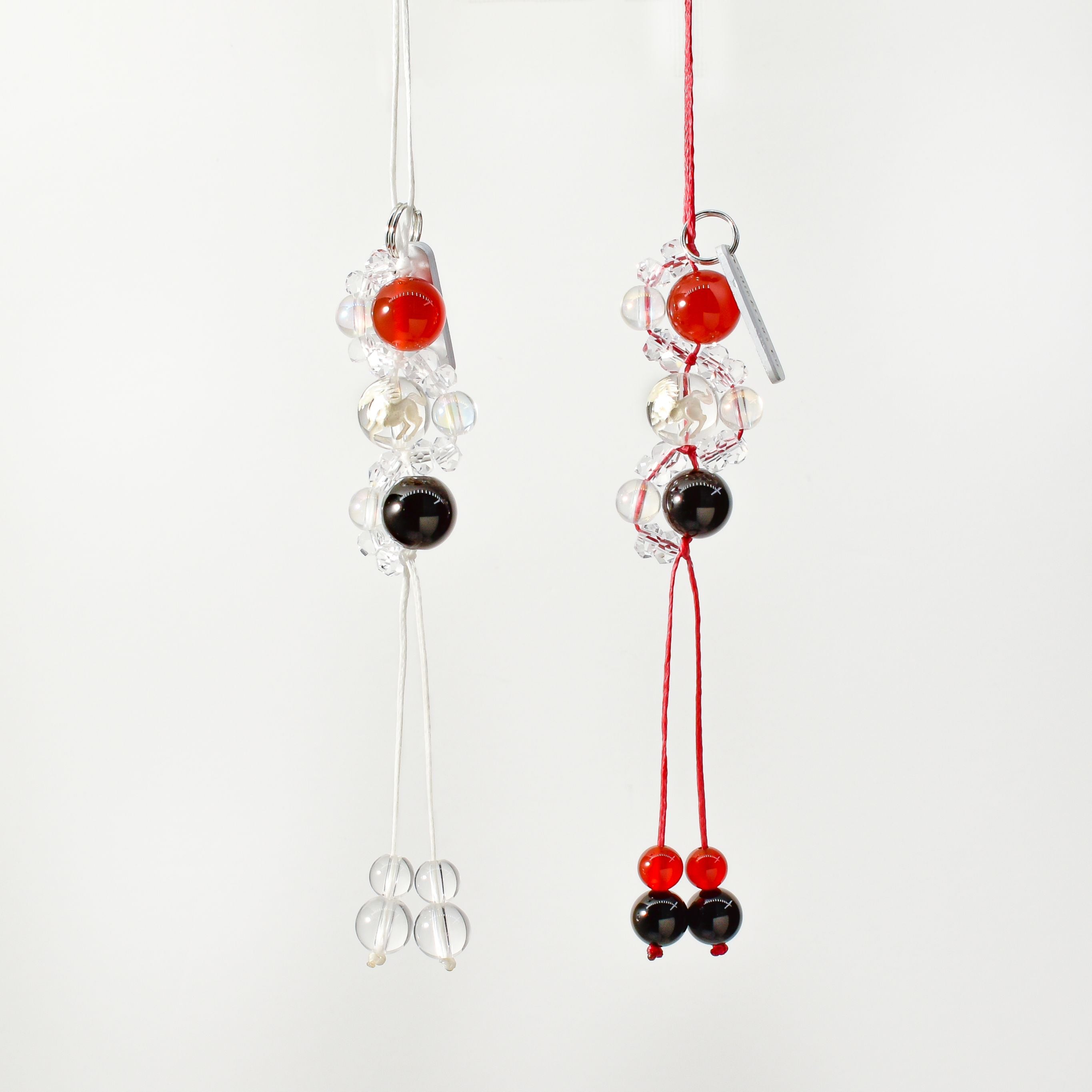 2026年開運祈願 銀彫水晶午 パワーストーン3連ストラップお守り(2種