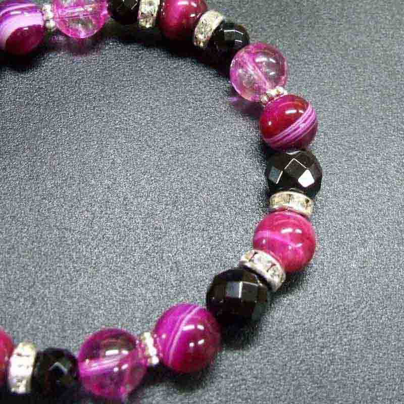 ピンクタイガーアイ×オニキス パワーストーンブレスレット｜白崎八幡宮