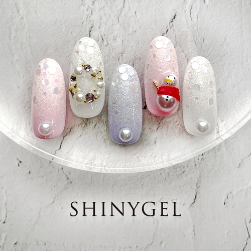 ホワイトクリスマス☆パール雪だるまネイル♪｜シャイニージェル公式