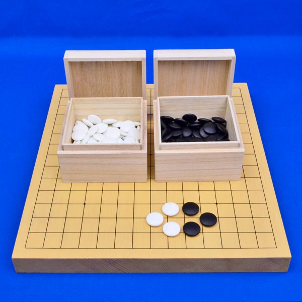 連珠セット 新かや1寸卓上連珠盤セット(ガラス碁石桜・桐製角箱