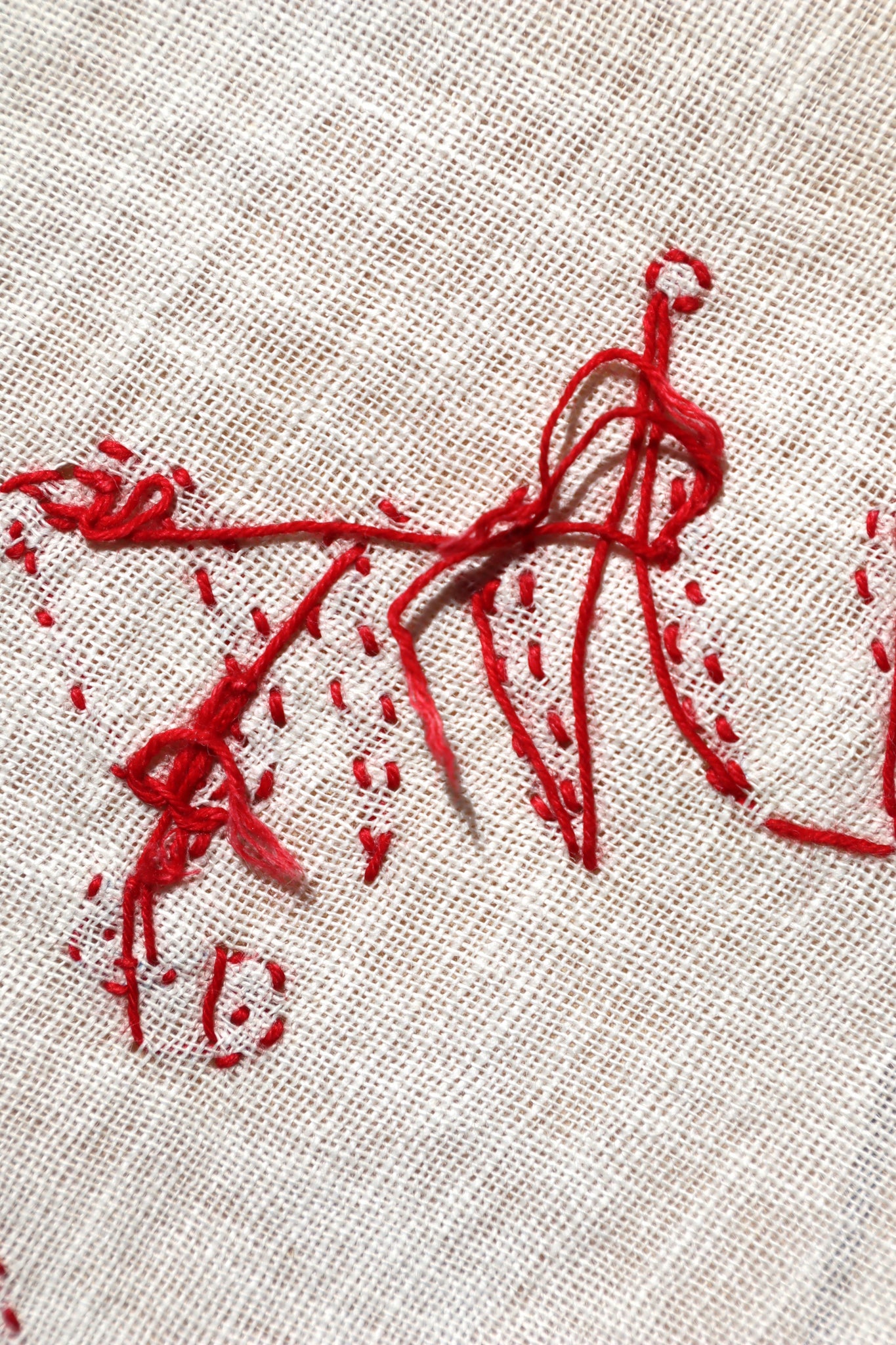 19th Victorian Red Work Layover Sham Good Morning – makky