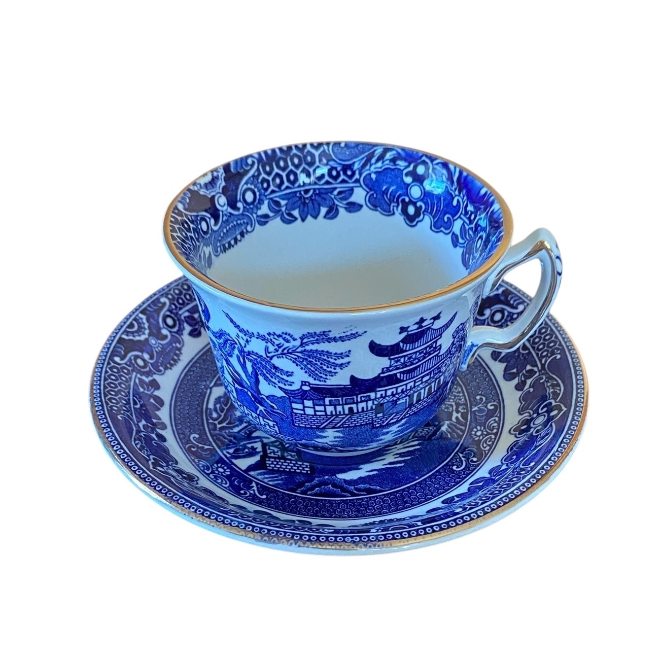 バーレイ ブルーウィロー ティーカップ＆ソーサー 金彩仕上げ 1930s