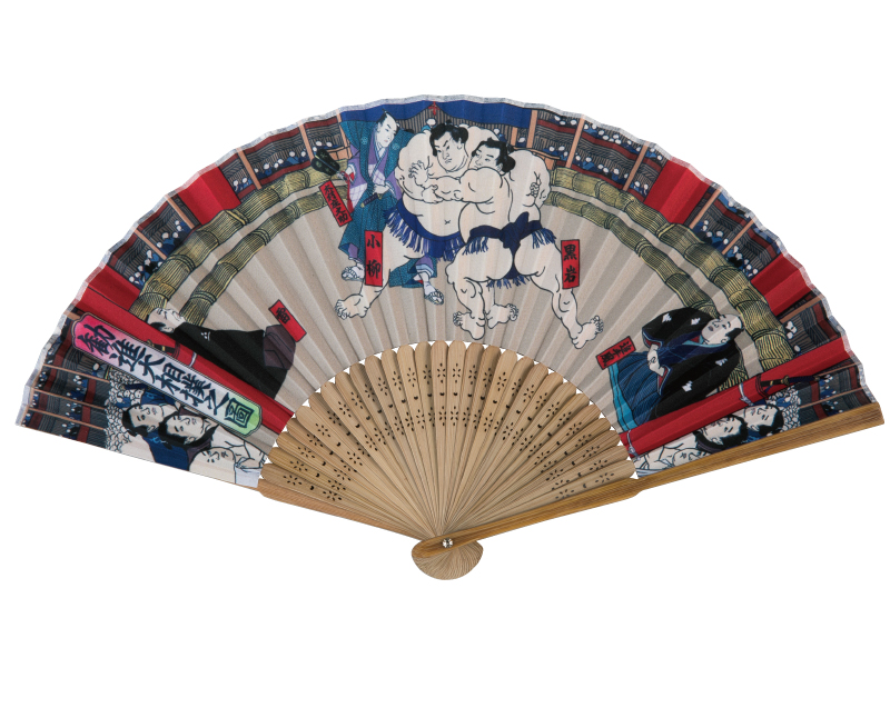 FU-5975 唐木 相撲 和柄扇子【自社加工で短納期 小ロット】｜松本