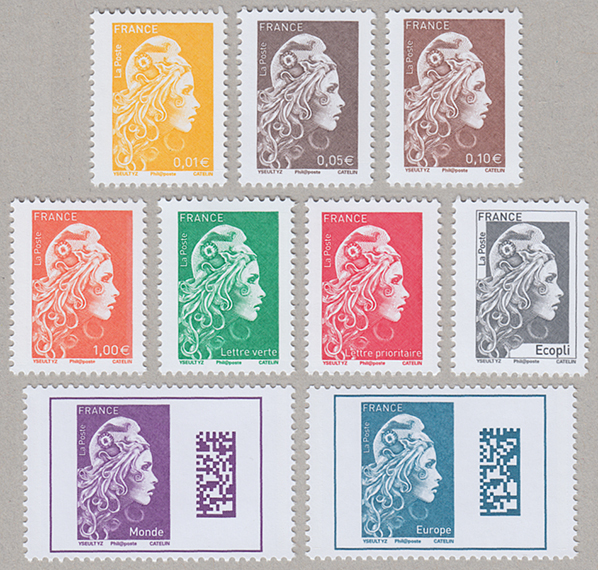フランス 2018年普通切手マリアンヌ9種 - 趣味の切手専門店マルメイト