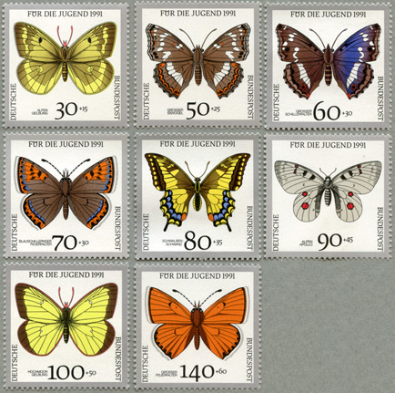 ドイツ 1991年絶滅に瀕した蝶8種 - 趣味の切手専門店マルメイト | 外国