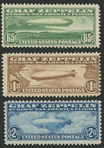 アメリカ 1930年航空切手ツェッペリン号3種 - 趣味の切手専門店