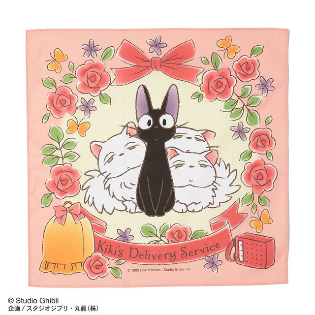 ジブリ 魔女の宅急便 ジジ フラワーアーチ ハンカチ/ランチクロス