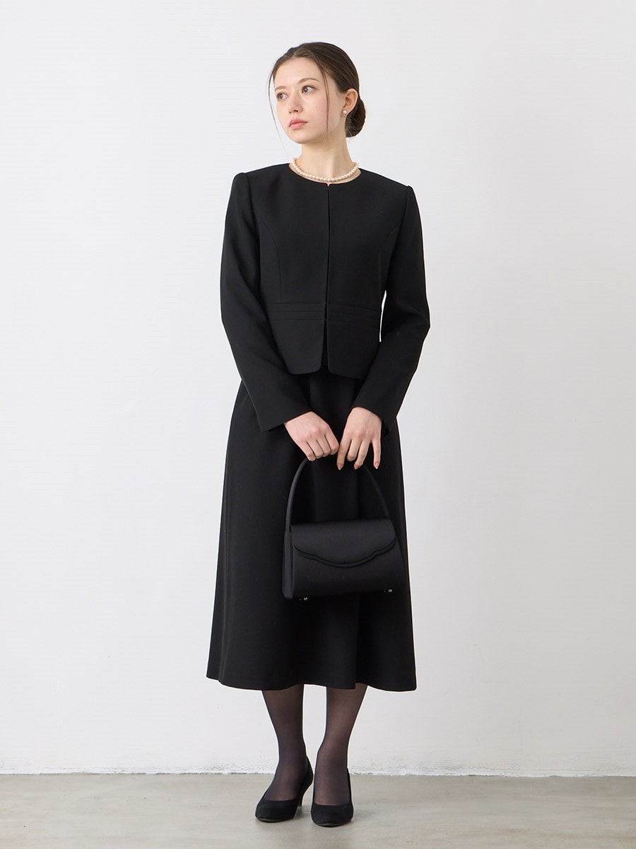 喪服・礼服】【マシンウォッシャブル】ウエスト切り替えノーカラー