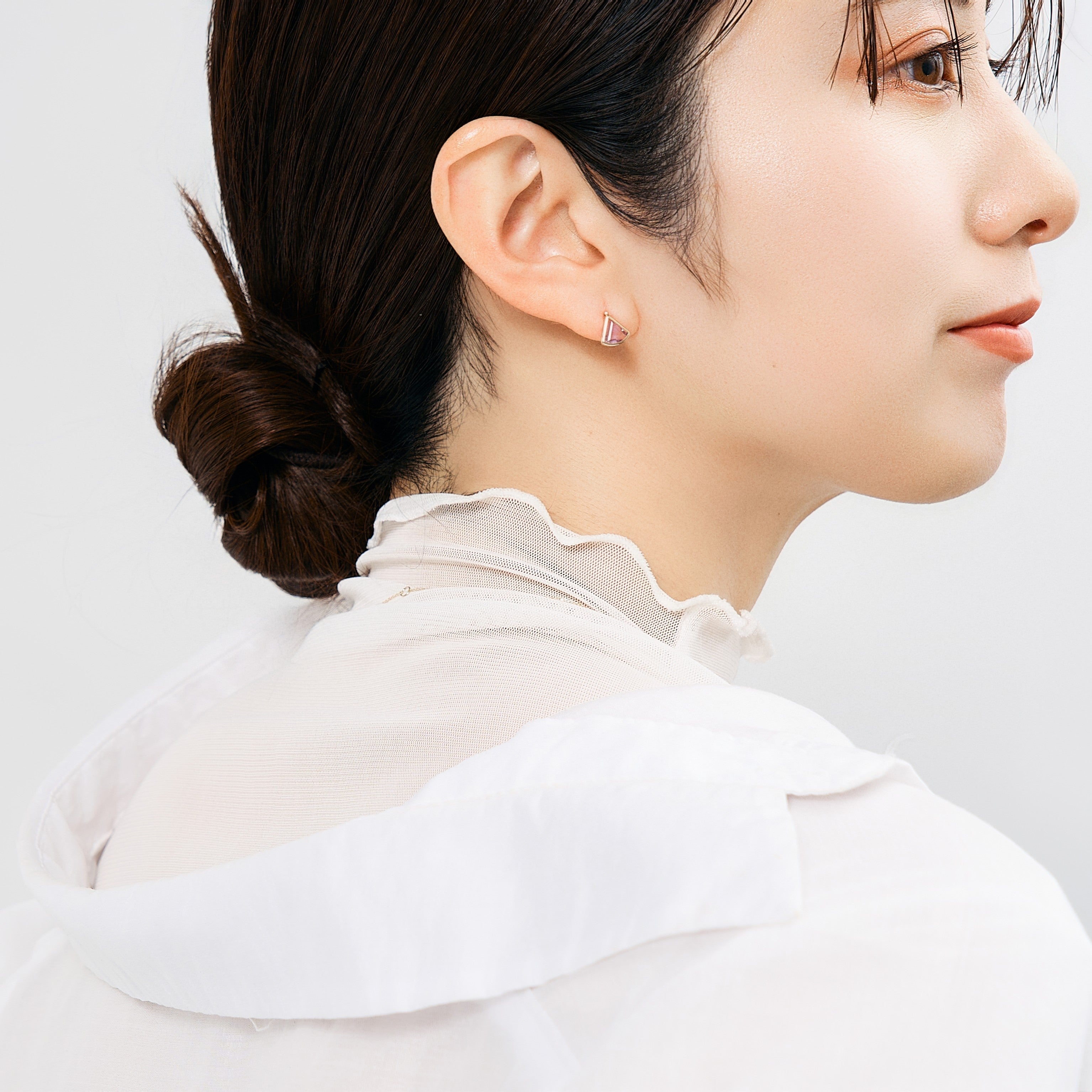 K10 青海波 スタッドピアス①（ピンクアメジスト）- me.（エムイードット）