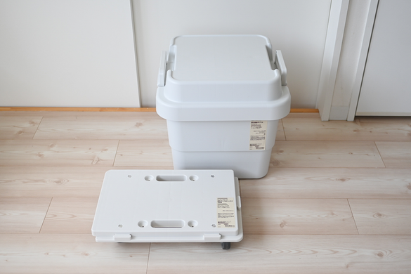 無印 頑丈収納ボックス 大 50L 旧仕様2個 平台車 2個 再生ポリプロピレン