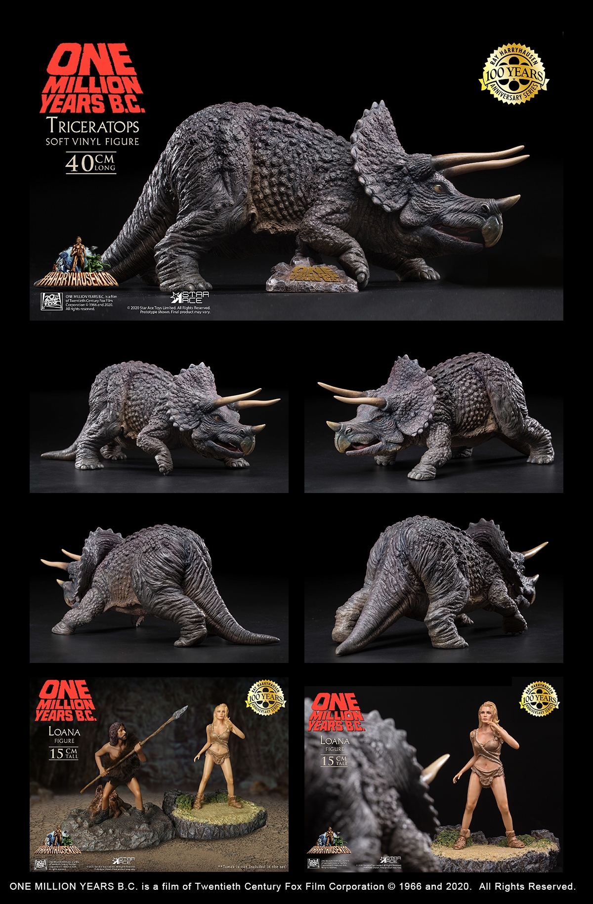 恐竜100万年』トリケラトプス vs.ロアナ ソフビ フィギュア セット