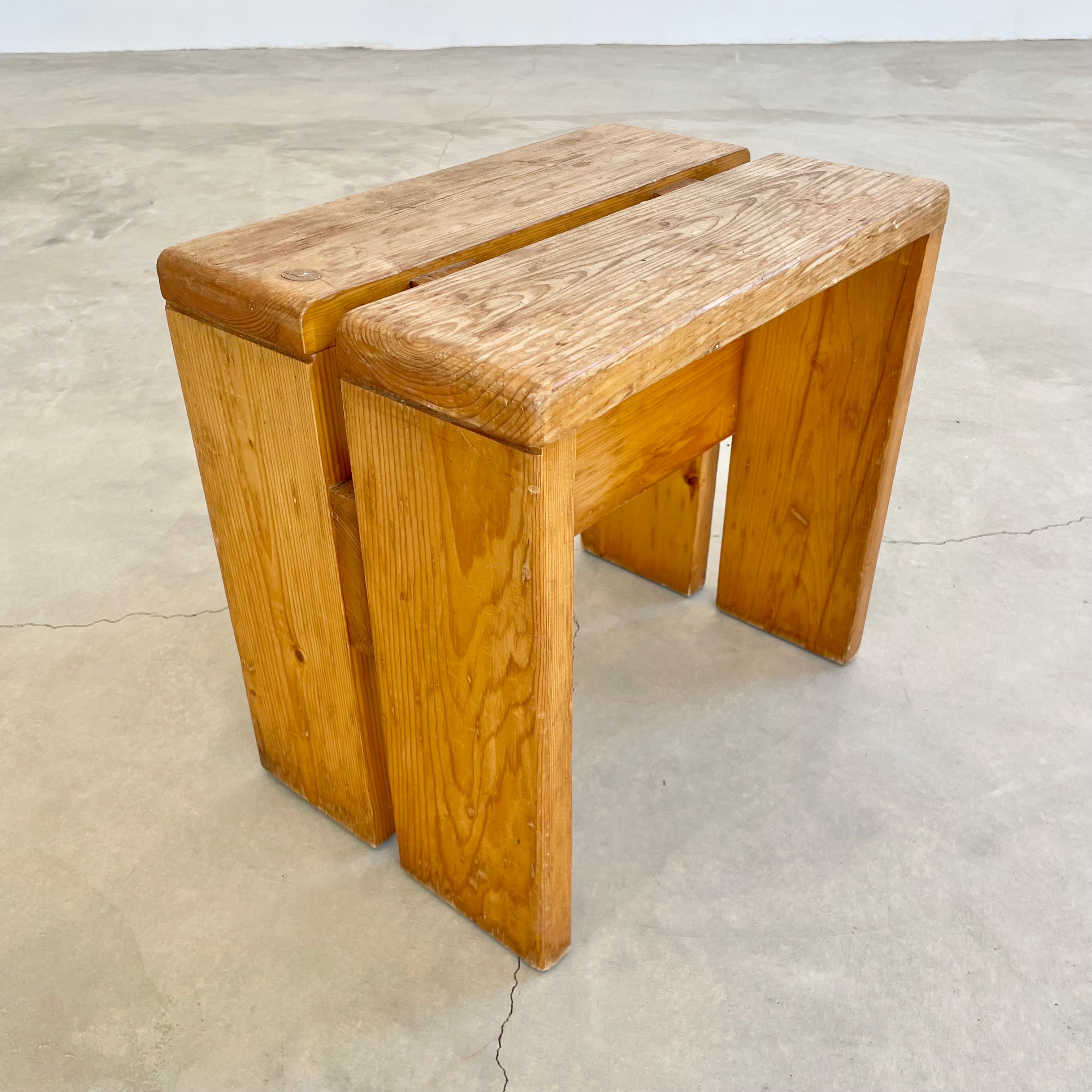 Charlotte Perriand Pine Stool for Les Arcs, 1960s France