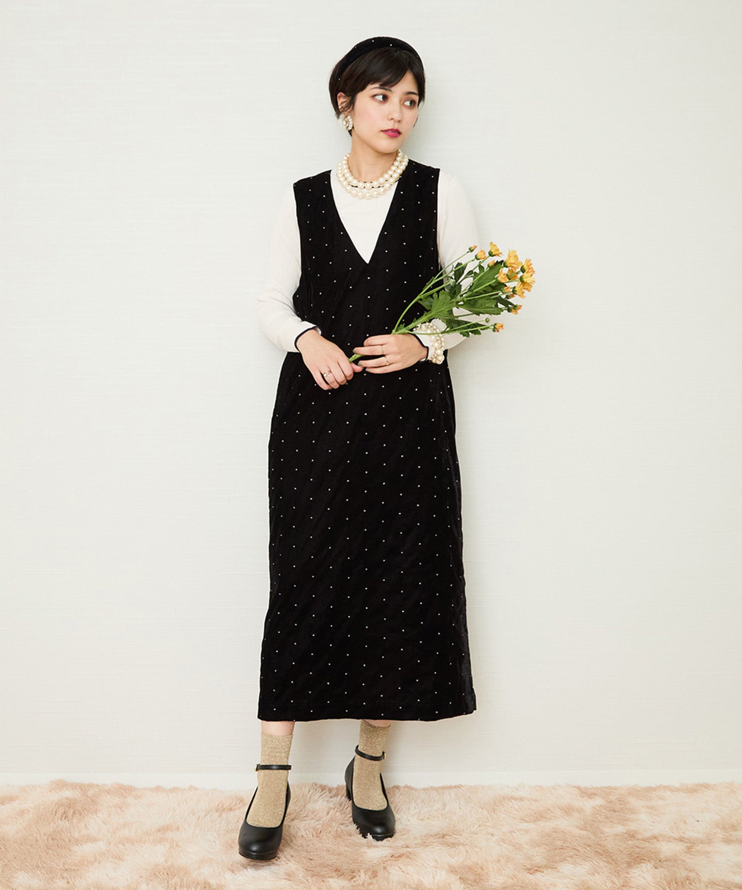 レディース ワンピース ジャンパースカート ベロア素材｜JETSET SOLO