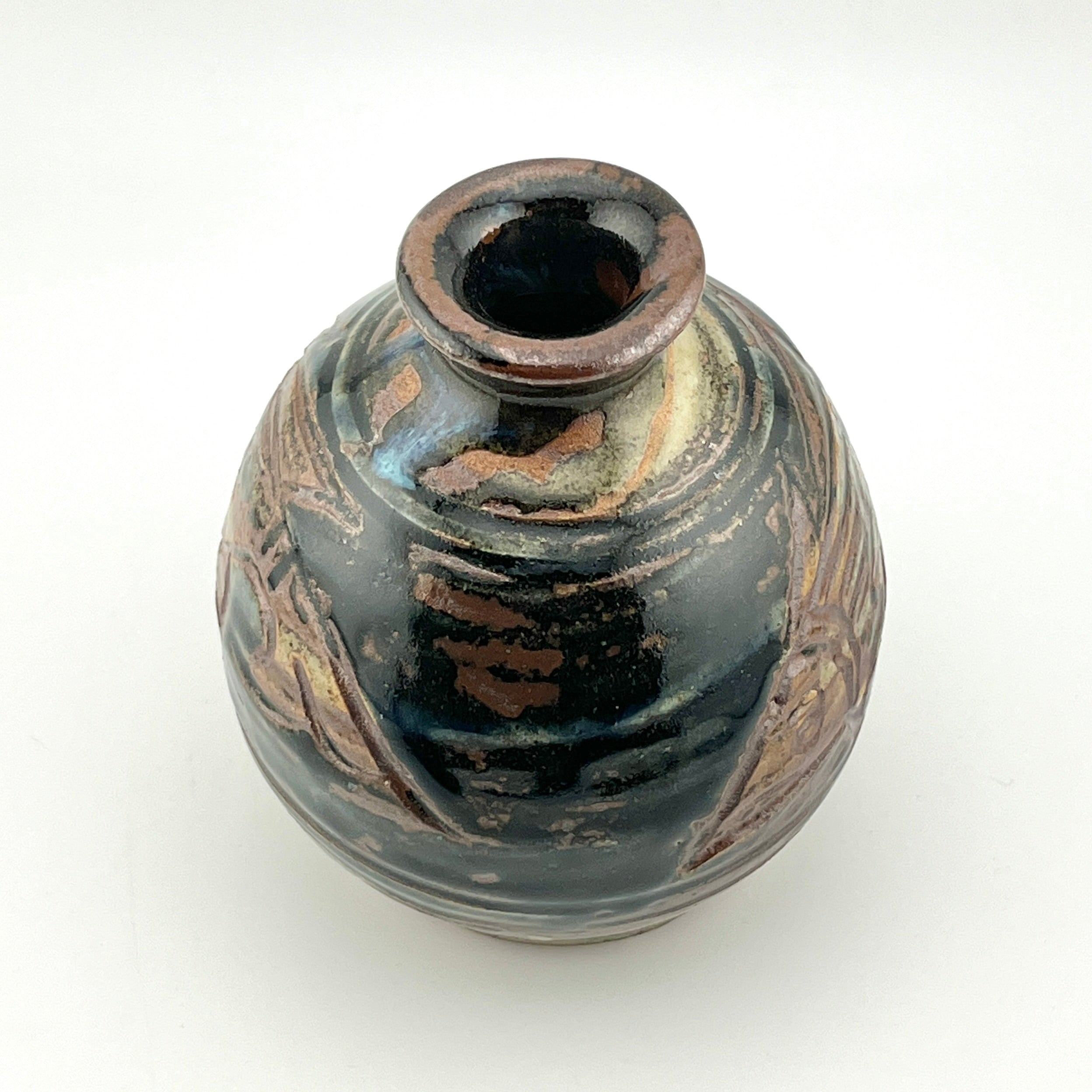 壺屋焼 人間国宝 金城次郎作 魚文丸徳利 – 生活民芸 なかむた