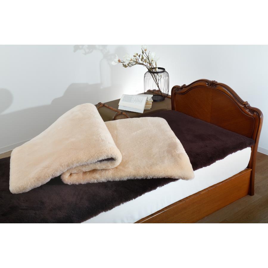 日本ムートン＞ムートンシーツ/マーレ ベージュ シングル 50年ムートン
