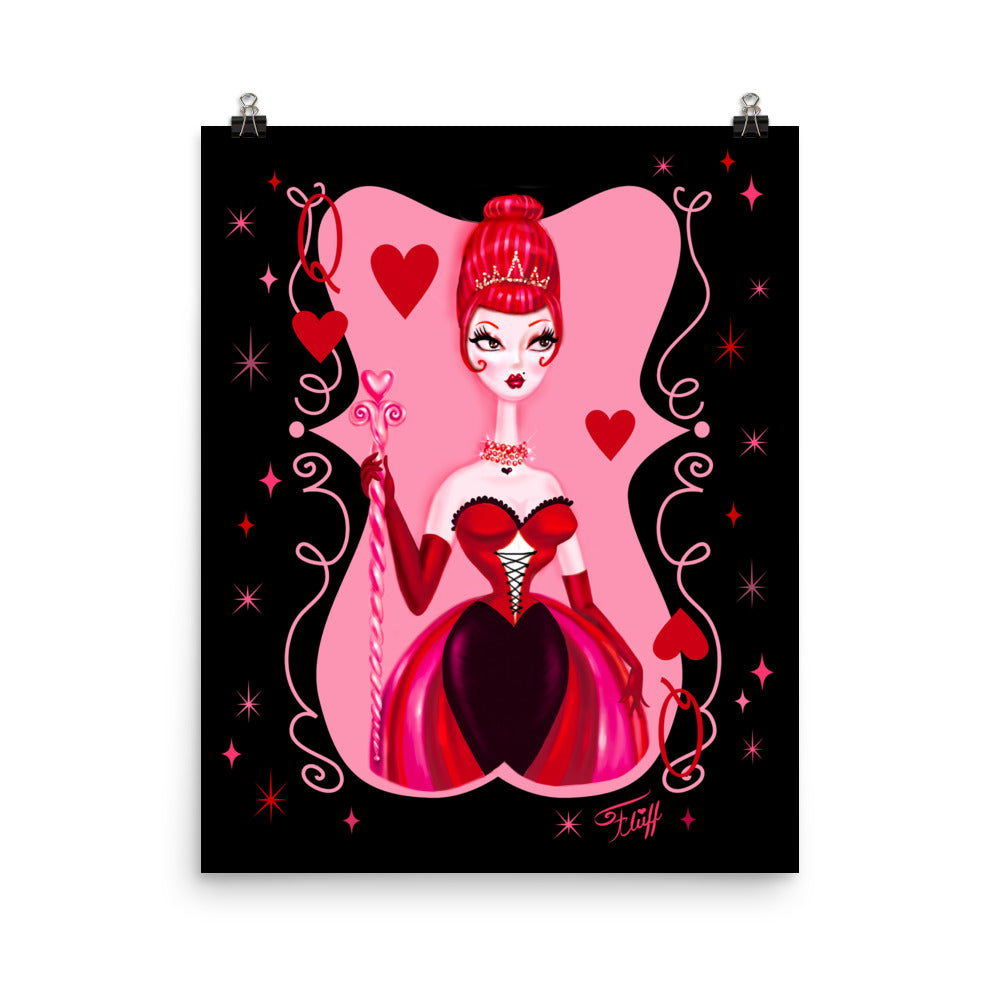 Queen of Hearts on Black • Art Print – Miss Fluff's Shop
