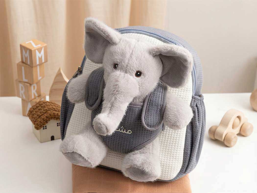 Kids Backpack Set | Elephant & Dinosaur Plush Toy | Moonkie
