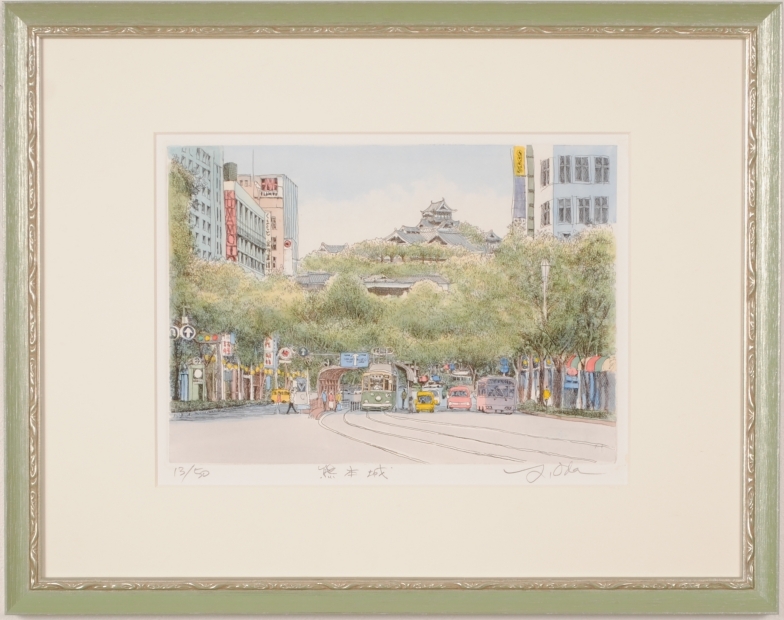 銅版画で織田義郎が制作した熊本の絵「熊本城」をご購入